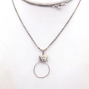 Vintage Charms Pendant on Long Delicate Silver Tone Margarita Chain, Diamond Cut